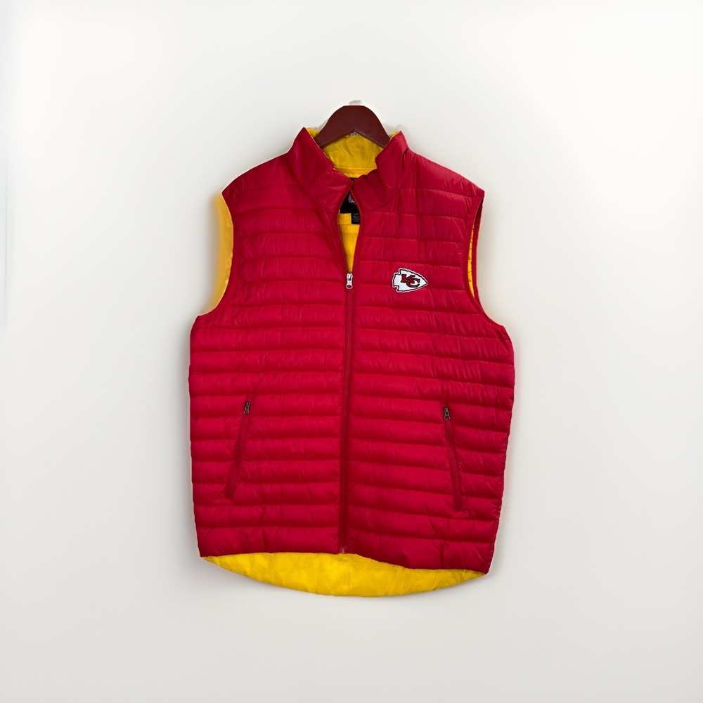 Kansas City Chiefs Red & Yellow Quilted Puffer Vest NFL Official Men's Large‎
